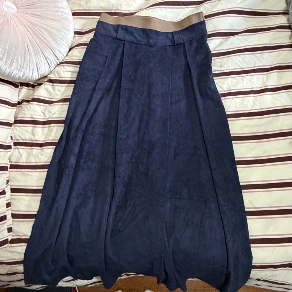Velvet Navy Maxi Skirt